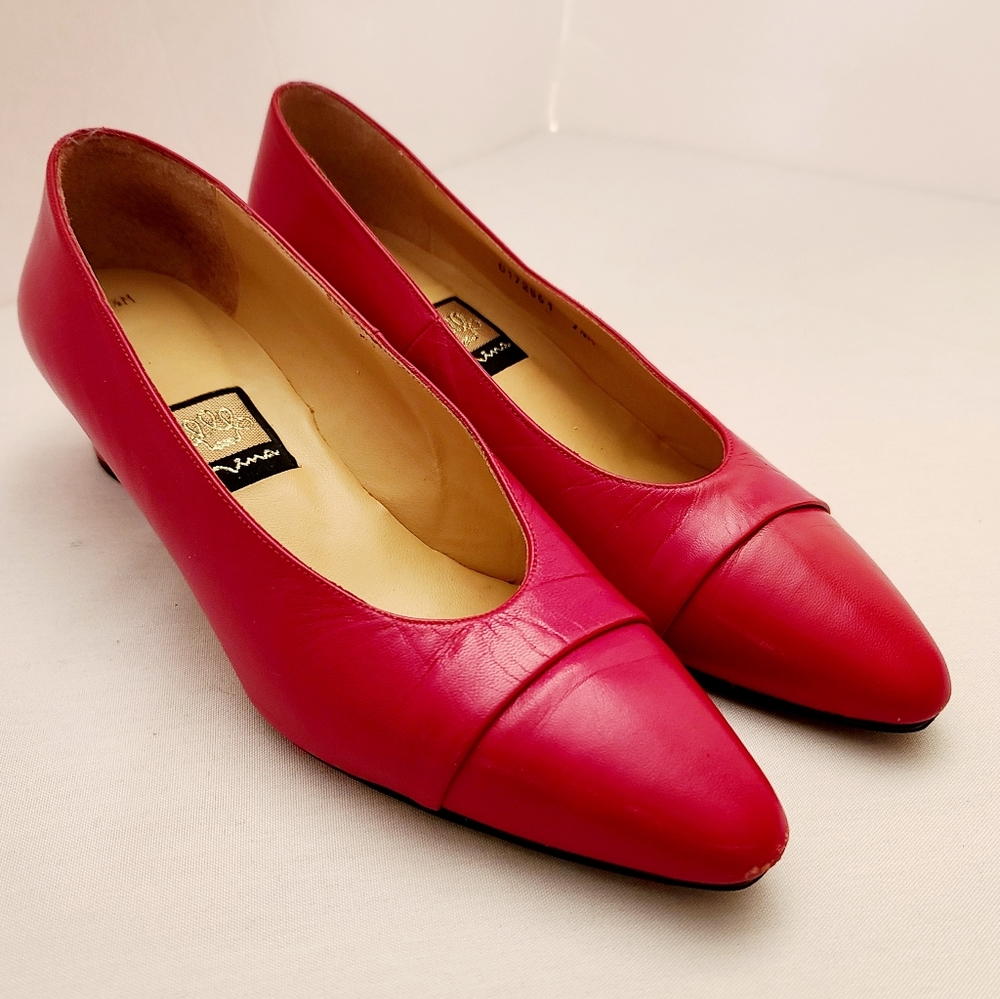Nina made in Spain red leather heels pumps shoes